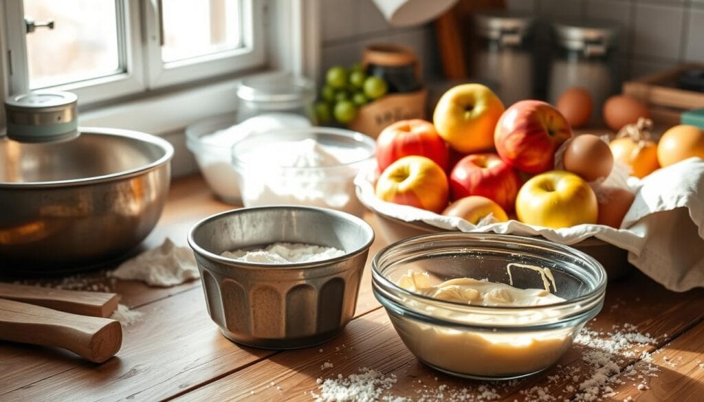 fresh apple cake preparation