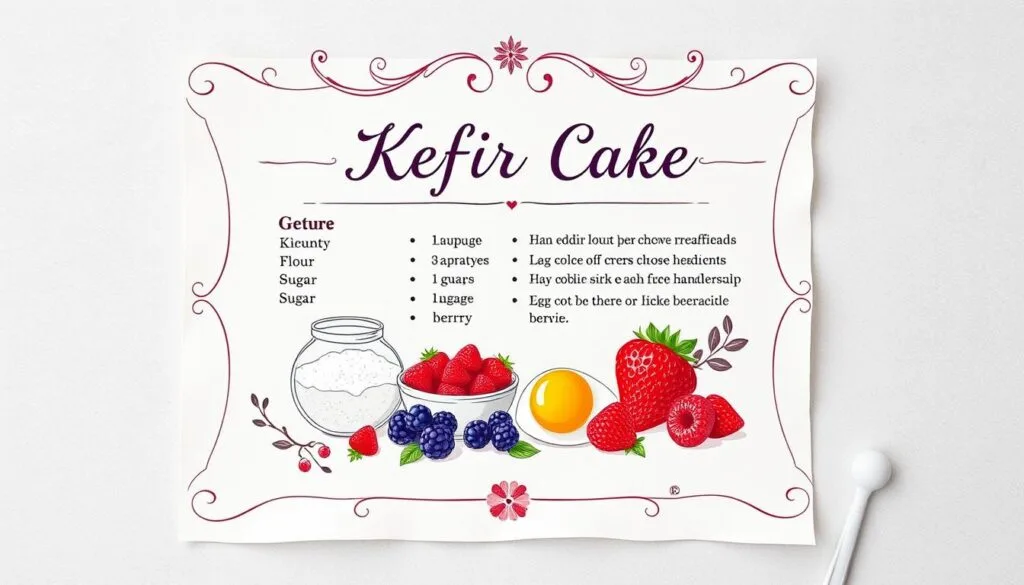 kefir sheet cake recipe card